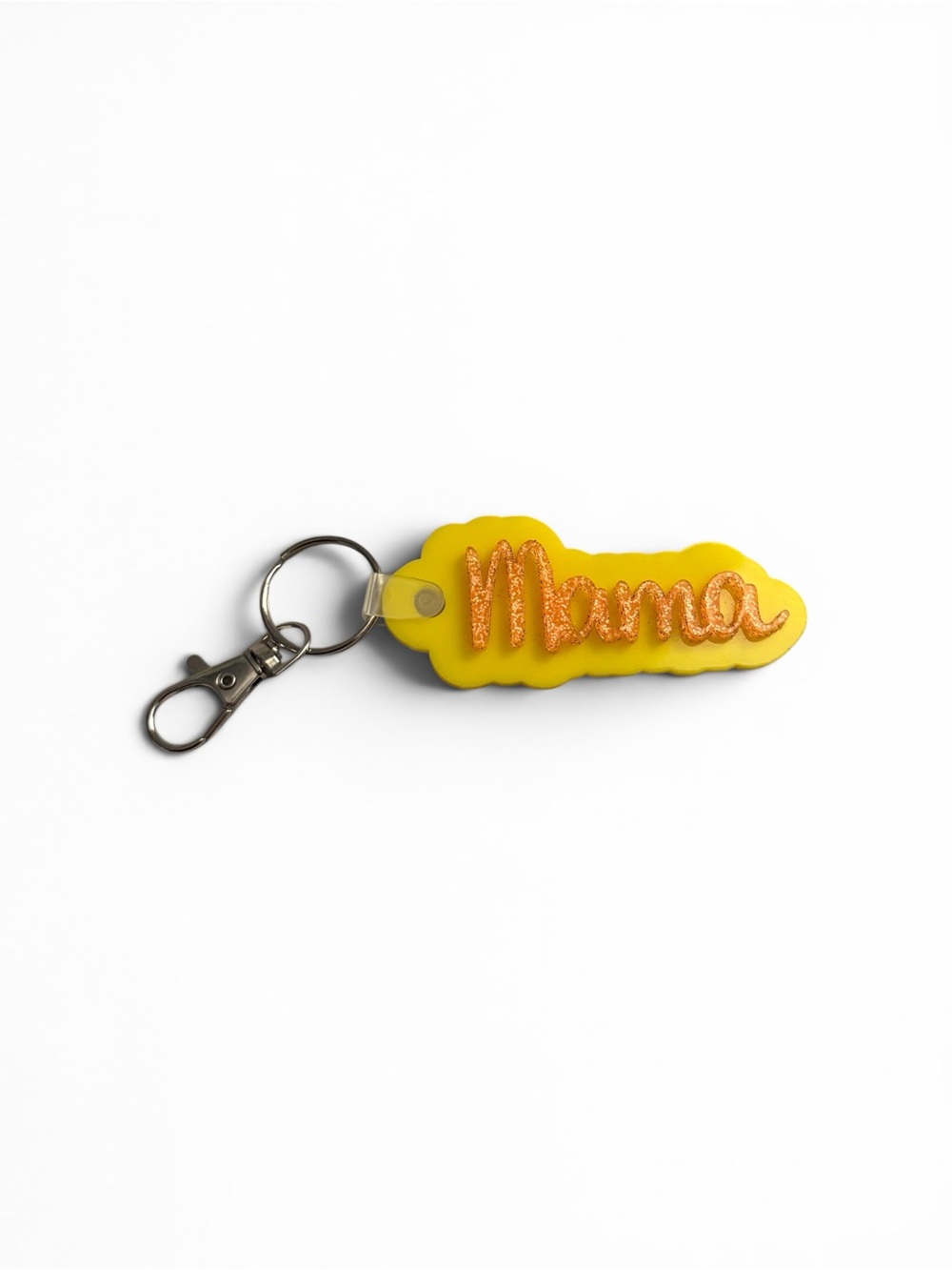 Mama- Yellow and Orange Glitter Keychain